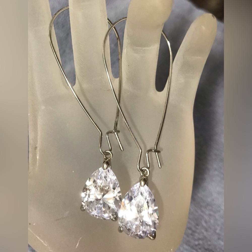 Lisa Freede Diamonique Teardrop Wire Drop Earrings
